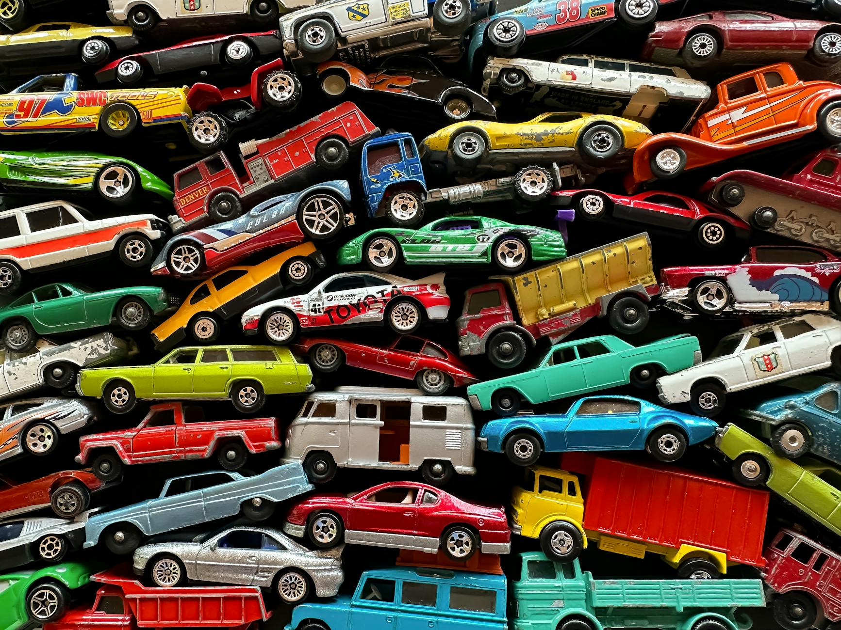 vibrant collection of colorful toy cars